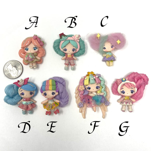 Handmade Clay Doll - Rainbow girls