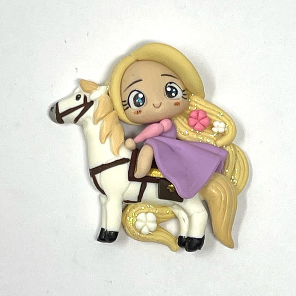 Handmade Clay Doll - Rapunzel on a horse