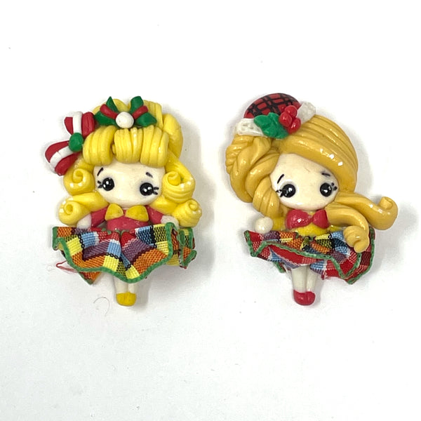 Handmade Clay Doll - Christmas girls