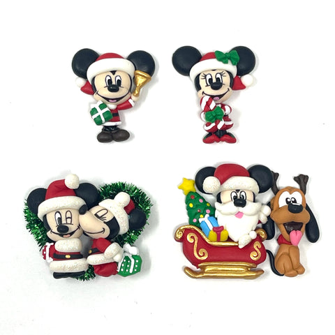 Handmade Clay Doll - Holiday Mickey and Minnie