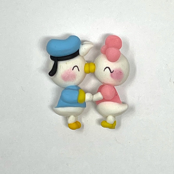 Handmade Clay Doll - Kissing Donald & Daisy