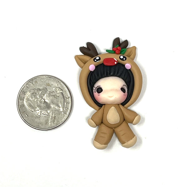 Handmade Clay Doll - Reindeer girl