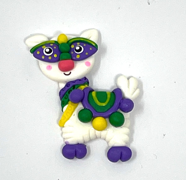 Handmade clay doll - Mardi Gras